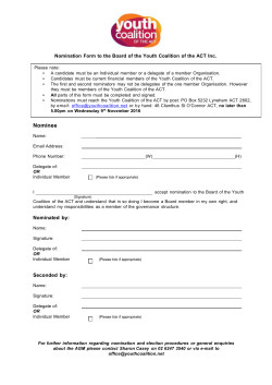 Nomination Form to the Board of the Youth Coalition of the ACT Inc.