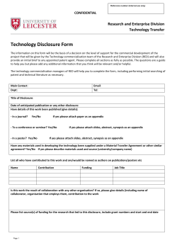 Technology Disclosure Form