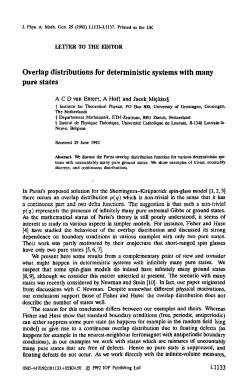 Overlap distributions for deterministic systems with many pure states