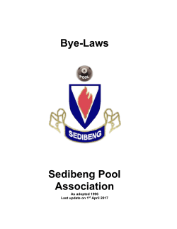 Bye-Laws Sedibeng Pool Association As adopted 1996 Last update