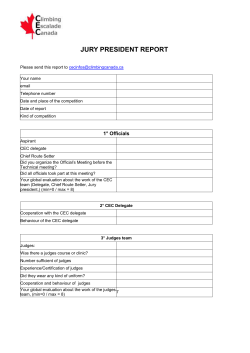 Jury President report - Climbing Escalade Canada