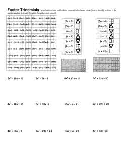 Tic-Tac-Toe Factoring General Trinomials