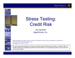 Stress Testing: Credit Risk