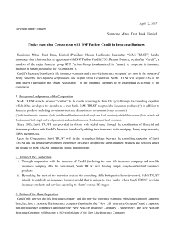 Notice regarding Cooperation with BNP Paribas Cardif in Insurance
