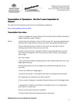 Questacon transcript of `We Don`t Leave Inspiration to Chance`