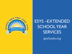 ESYS &ndash;Extended School Year Services