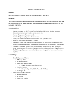 MADDEN TOURNAMENT RULES