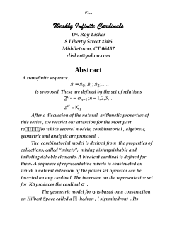 Weakly Infinite Cardinals