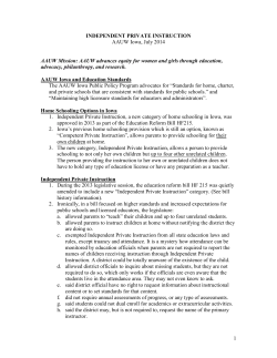 INDEPENDENT PRIVATE INSTRUCTION AAUW Iowa, July 2014