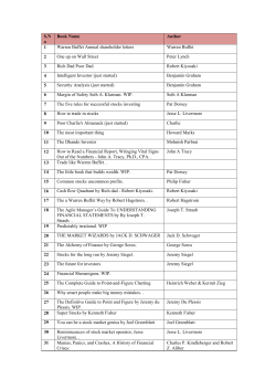 S.No Book Name Author 1 Warren Buffet Annual shareholder letters
