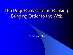 The PageRank Citation Ranking: Bringing Order to the Web