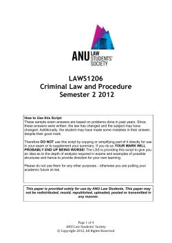 LAWS1206 Criminal This paper is provided solely for use by ANU