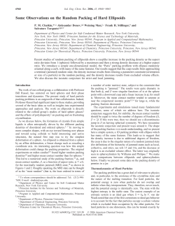 Some Observations on the Random Packing of Hard Ellipsoids