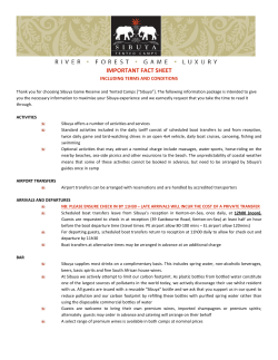IMPORTANT FACT SHEET - Sibuya Game Reserve