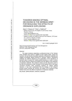 towards making optimal decisions in the serbian army for reducing