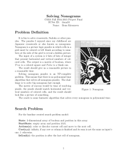 Solving Nonograms Problem Definition Search Problem