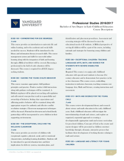 Professional Studies 2016/2017 Bachelor of Arts Degree in Early