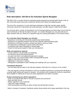 Get Set to Go Sports Navigators Role Description
