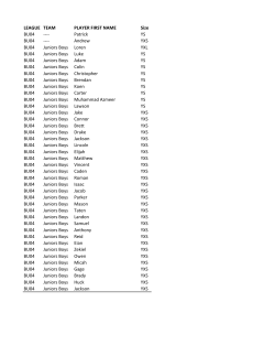 LEAGUE TEAM PLAYER FIRST NAME Size