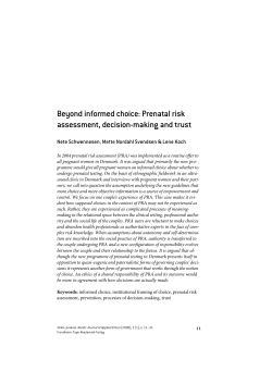 Beyond informed choice: Prenatal risk assessment, decision