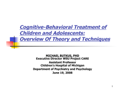 Cognitive-Behavioral Treatment of Children and Adolescents