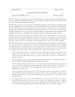 Analyzing Games: Solutions