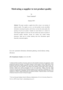 Motivating a supplier to test product quality