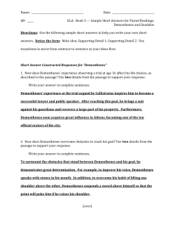 Name: Date: 6B- _____ ELA: Book 3 ¾ Sample Short Answers for