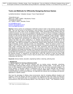 Tools and Methods for Efficiently Designing Serious Games