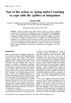 Part of the action, or `going native`? Learning to cope with the