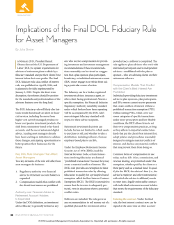 Implications of the Final DOL Fiduciary Rule for Asset