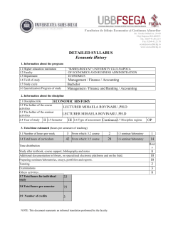 DETAILED SYLLABUS Economic History 1. Information about the