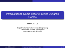Introduction to Game Theory: Infinite Dynamic Games