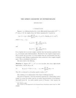 THE M&uml;OBIUS GEOMETRY OF HYPERSURFACES 1. Introduction