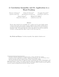 A Correlation Inequality and Its Application to a Word Problem