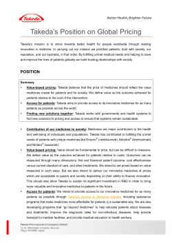 Takeda`s Pricing Position Paper