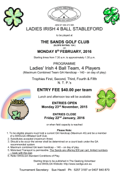 LADIES IRISH 4 BALL STABLEFORD Ladies` Irish 4 Ball Team, 4