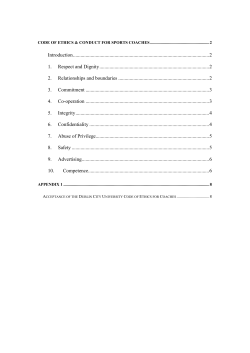 Code of Ethics and Conduct for Sports Coaches