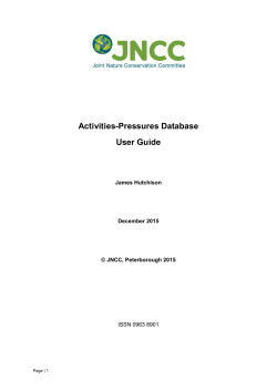 Activities – Pressures Matrix Database: User guide
