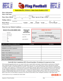 Registration Fee: $50/player. Make Checks Payable to SPRD Player