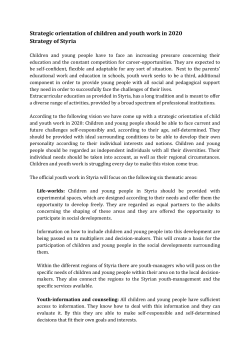 Strategic orientation of children and youth work in 2020 Strategy of