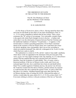 The Obedience of Faith in the Letter to the Romans: Part IIIb