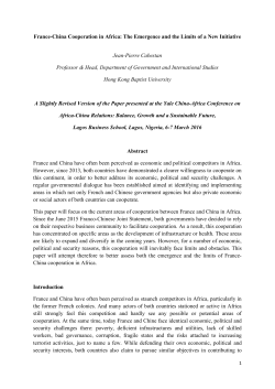 France-China Cooperation in Africa