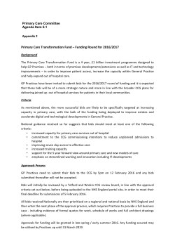 Primary Care Transformation Fund &ndash; Funding Round for 2016/2017