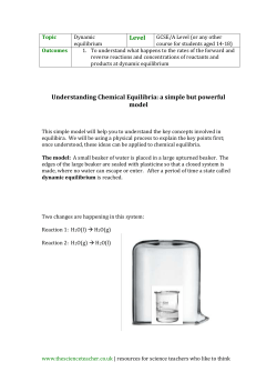 GCSE activity to understand dynamic equilibria
