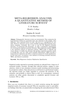 meta-regression analysis: a quantitative method of literature surveys