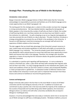 Strategic Plan: Promoting the use of Welsh in the