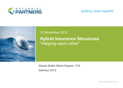 Takaful -Reviewing the Past and Charting the future