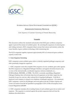 International Gene Synthesis Consortium (IGSC) - SGI