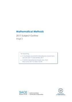 Mathematical Methods Subject Outline